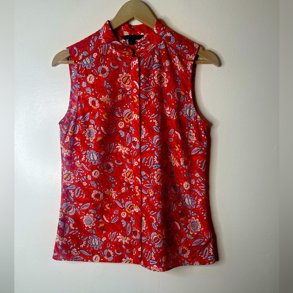 Brooks Brothers Red Floral Sleeveless Blouse